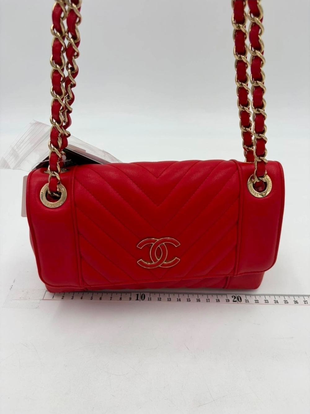 Chanel Red Quilted Lambskin Shoulder Bag with Gold Chain